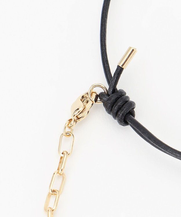 BEIGE， SILVER BERRY / レザーコンビブレスレット Black