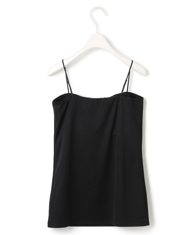 ICB L 【接触冷感・UVケア・速乾・洗える】カップ付きサテンキャミソール ブラック系