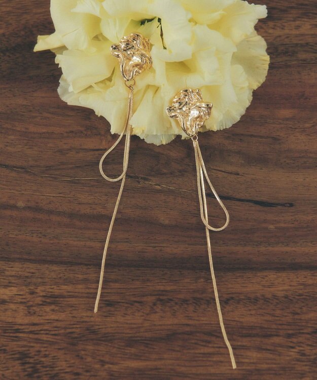 YECCA VECCA ニュアンスメタルチェーンピアス Gold