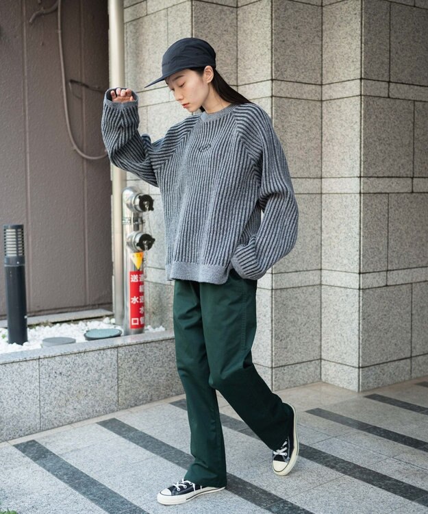 WEGO 【ウエストゴム/SMLサイズ展開/ユニセックス着用ITEM】チノイージーストレートパンツ ダークグリーン