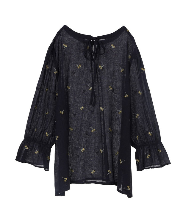 Green Parks シアー刺繍ブラウス Dark Navy