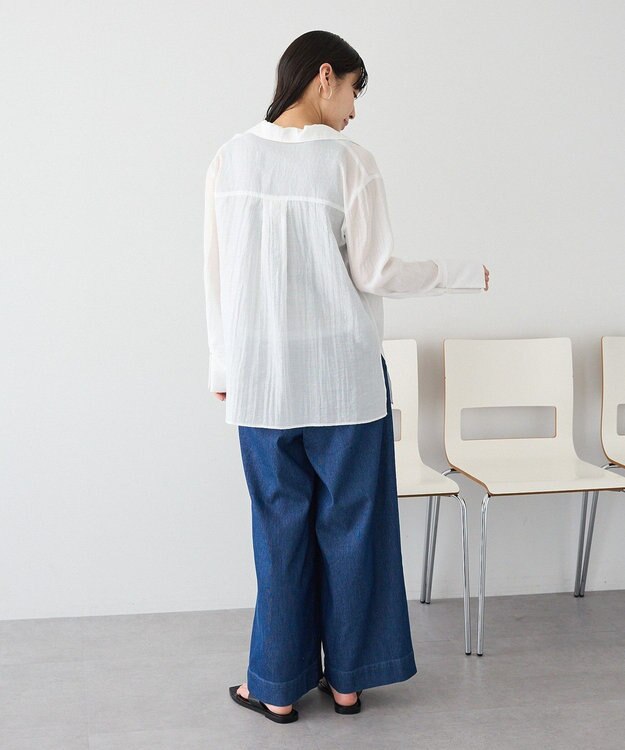 CRAFT STANDARD BOUTIQUE シアーオープンカラーシャツ White