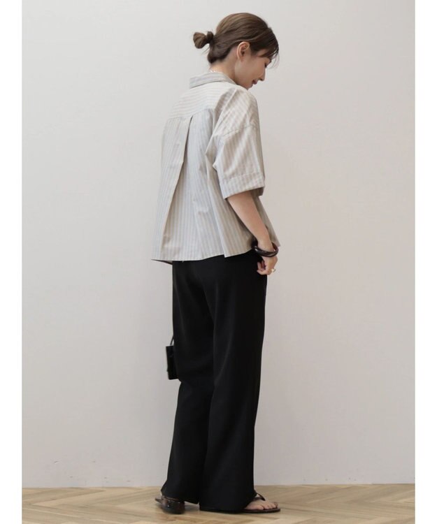 AMERICAN HOLIC イージーケア５分袖バックタックシャツ Stripe Beige