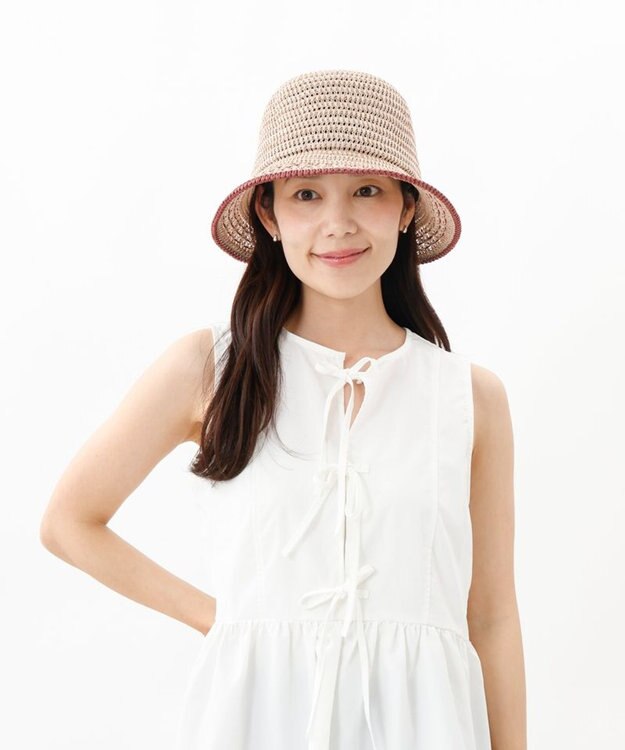 AURORA 【 LANVIN en Bleu （ランバン オン ブルー）】手編み風サーモダウンハット ライトベージュ