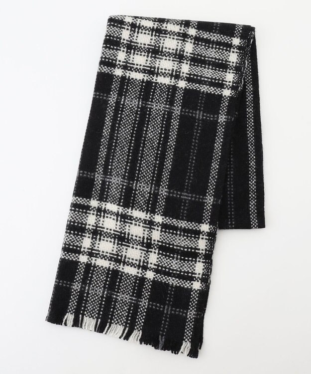 ICB デジタルチェックストール オフホワイト×ブラック系