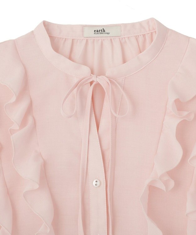 earth music&ecology フリルリボンブラウス Pink