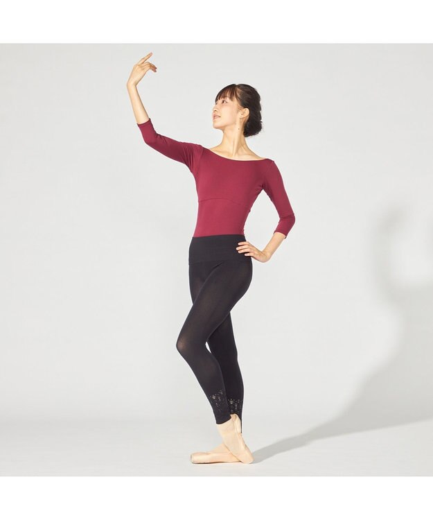 Chacott 7分袖レオタード ワインレッド