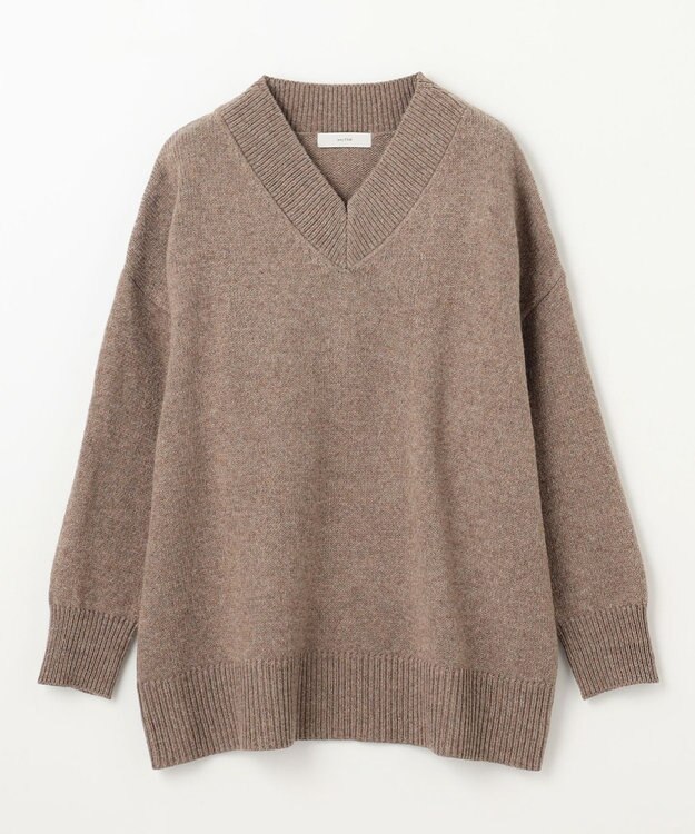 ANY ラムウールＶネックプルオーバー モカ