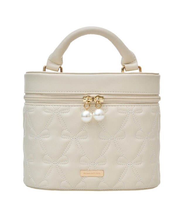 Maison de FLEUR リボンキルティングキューブショルダーバッグ Ivory