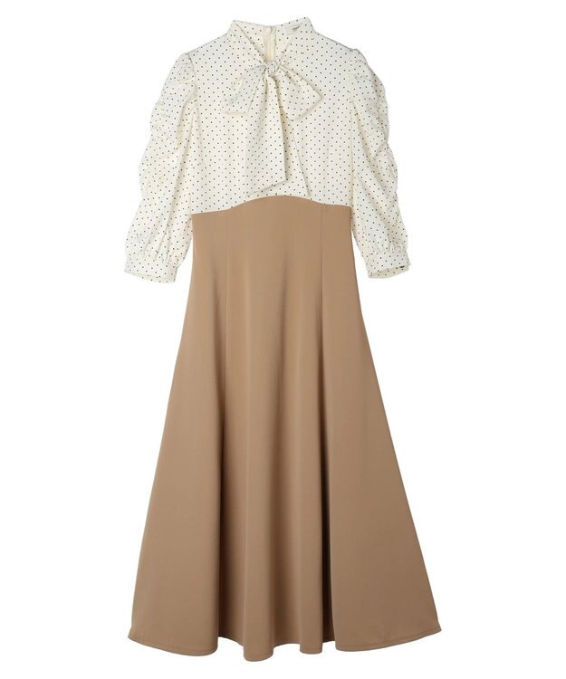 earth music&ecology ハイウエスト切り替えドッキングフレアワンピース Dot