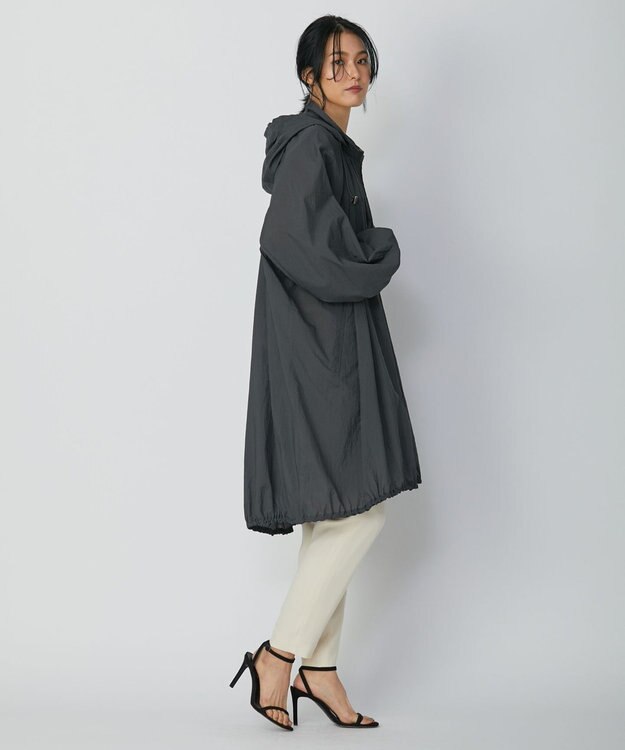 ICB 【撥水加工】シアーナイロンタフタ フーデットコート チャコール系