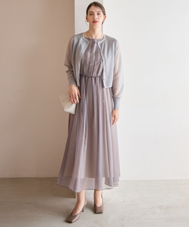 23区 【APPLAUDIR】グロッシーオーガンザ ドレス ブラウン系