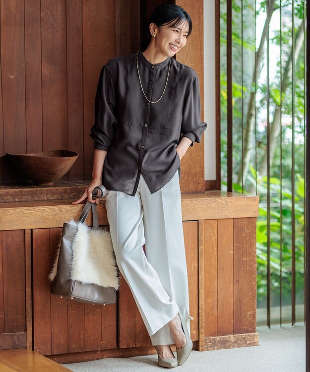 23区 【CLASSY.2月号掲載/洗える】TRストレッチギャバ ワイドパンツ ホワイト系