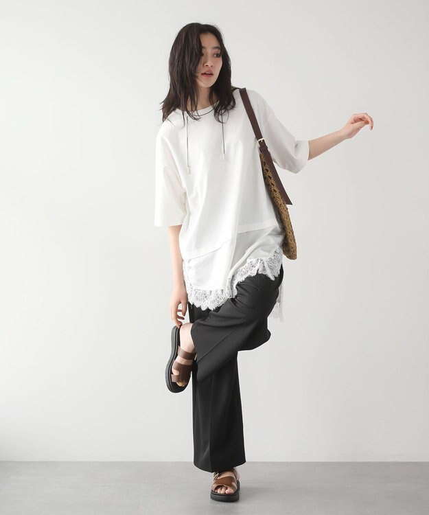 Green Parks レースドッキングＴシャツ Off White