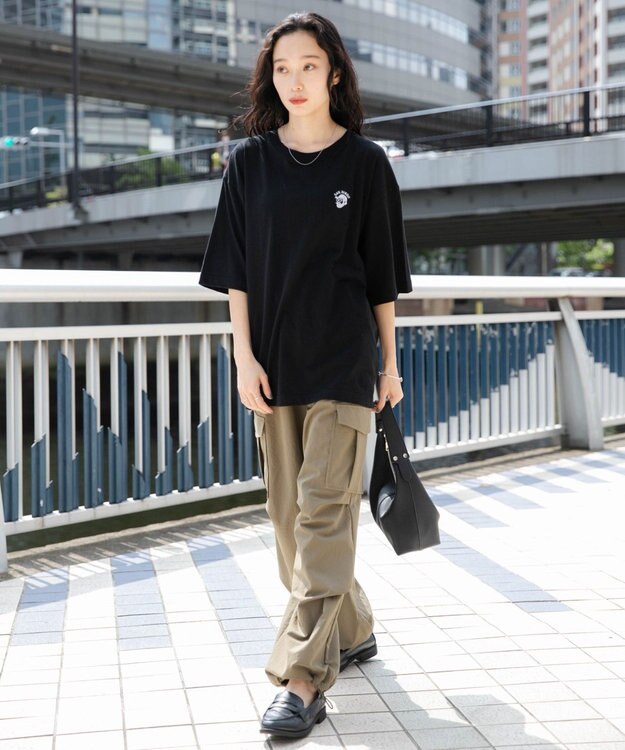 WEGO 【ユニセックス着用ITEM/綿100%/SMLサイズ展開】リラックスフィットワンポイントT（S） ブラック