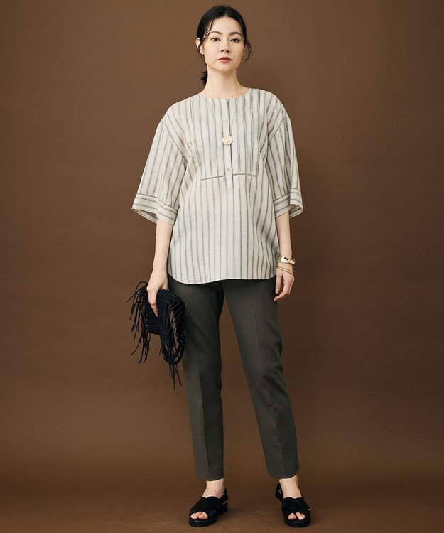 自由区 ナチュラルリネン ブラウス フラックス×バートン