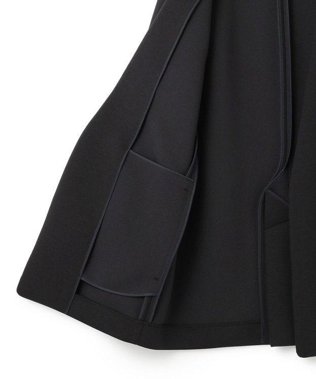 ICB L 【洗える】コンパクトWフェイス ノーカラージャケット ブラック系