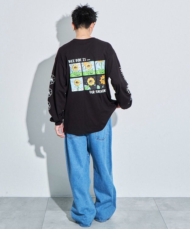 WEGO DUCKDUDE　SUNFLOWER　L／S　TEE ブラック