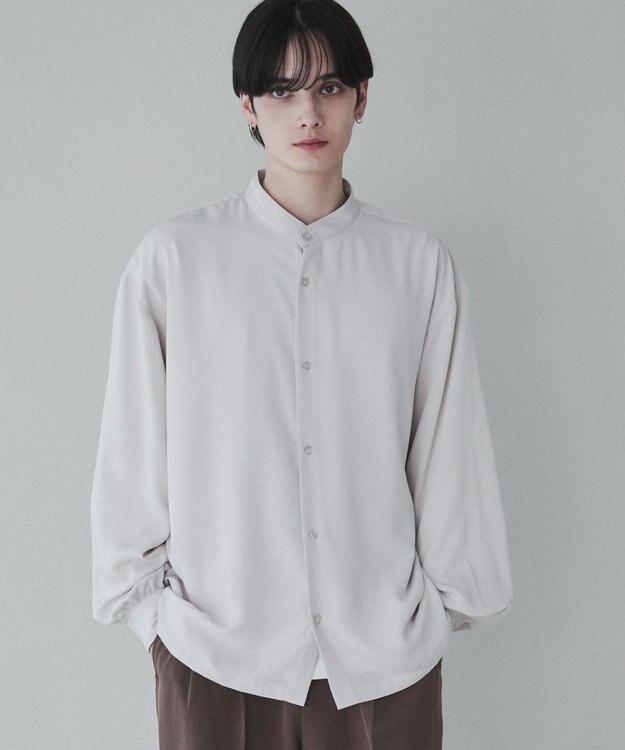 WEGO トロミBIGバンドカラーシャツ ライトベージュ