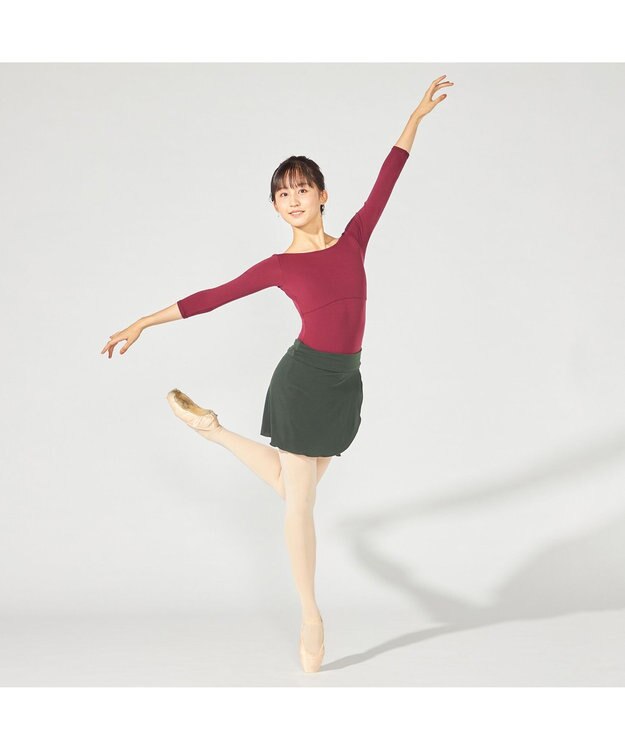 Chacott 7分袖レオタード ワインレッド