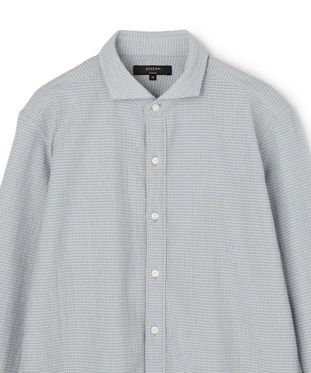 JOSEPH HOMME 【新モデル】トリコサッカーストレッチ 　ホリゾンタルカラーシャツ ライトグレー系