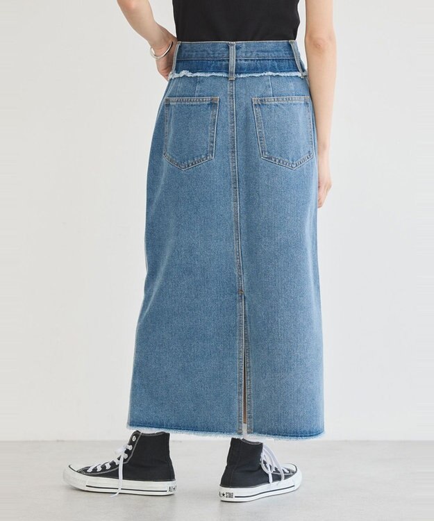 earth music&ecology ウエストフリンジデニムスカート Indigo