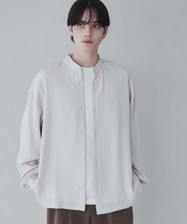 WEGO トロミBIGバンドカラーシャツ ライトベージュ