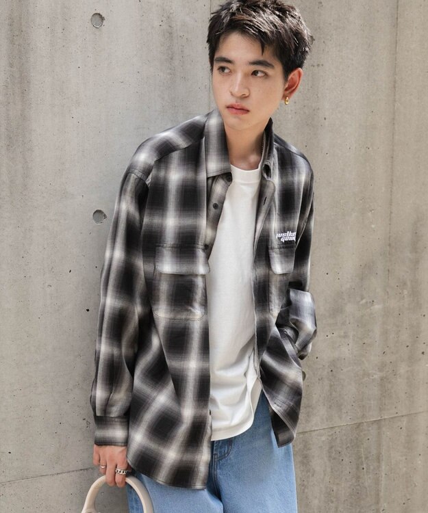 オンブレチェックグラフィックシャツ（LS） / WEGO