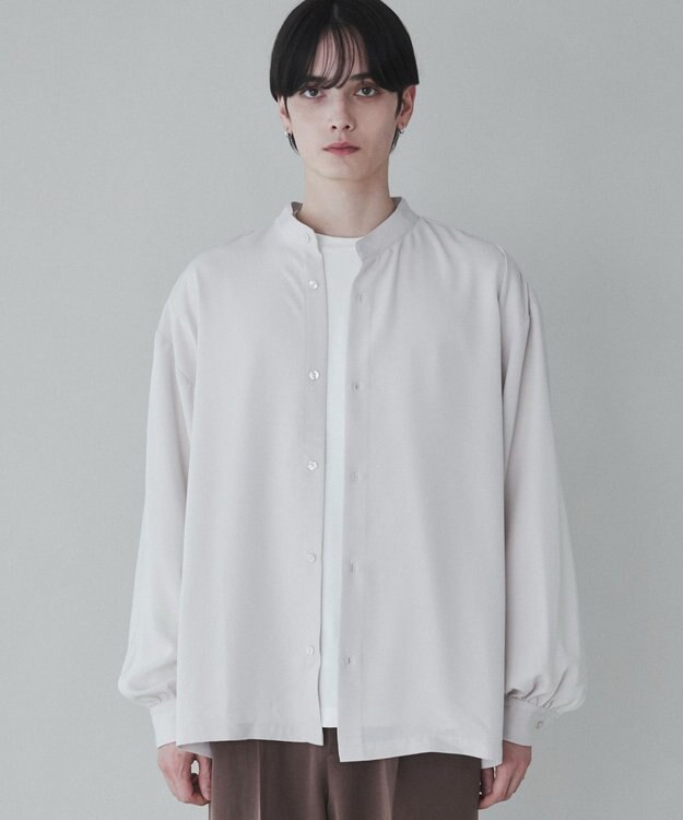 WEGO トロミBIGバンドカラーシャツ ライトベージュ