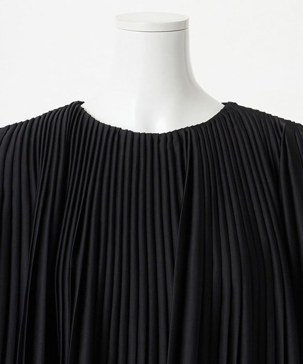 23区 L 【エステータ】ドレープサテン プリーツブラウス ブラック系