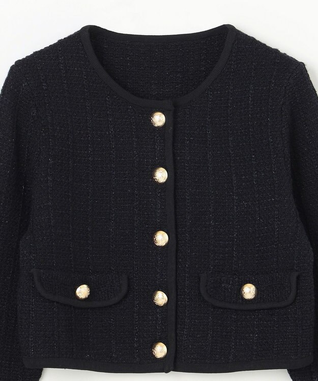 GRACE CONTINENTAL ツイードショートニットカーディガン ブラック