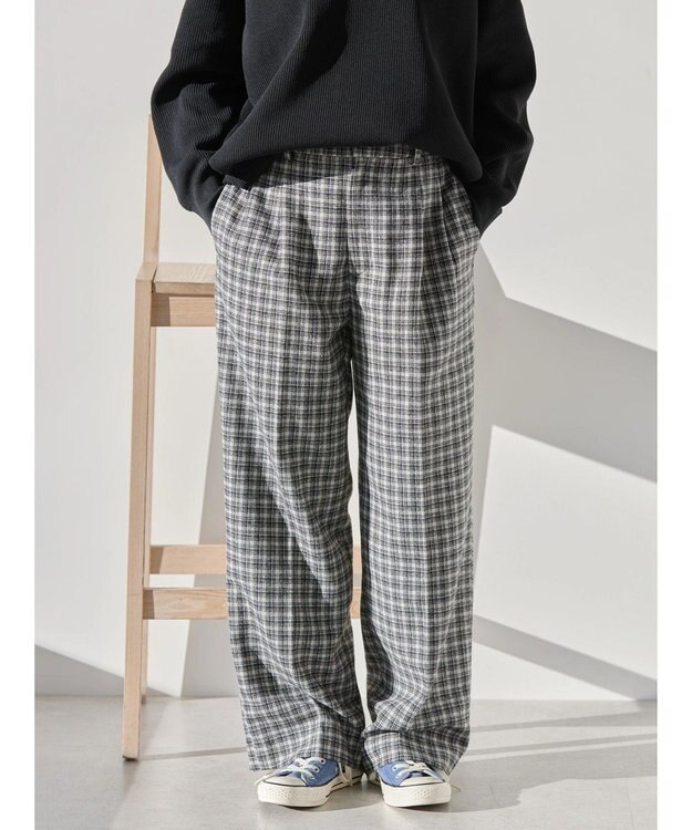 AMERICAN HOLIC ツイードタックワイドパンツ Check