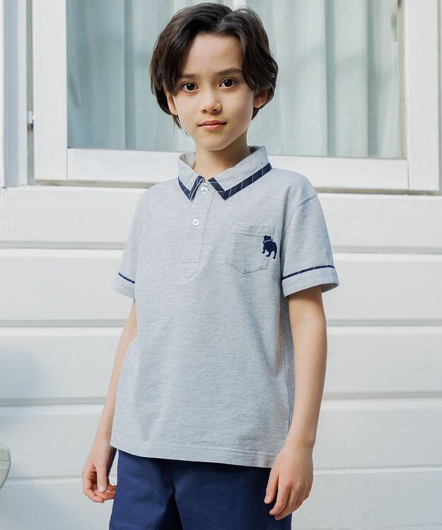 J.PRESS KIDS 【100-130cm】 T/Cライト鹿の子ポロシャツ ライトグレー