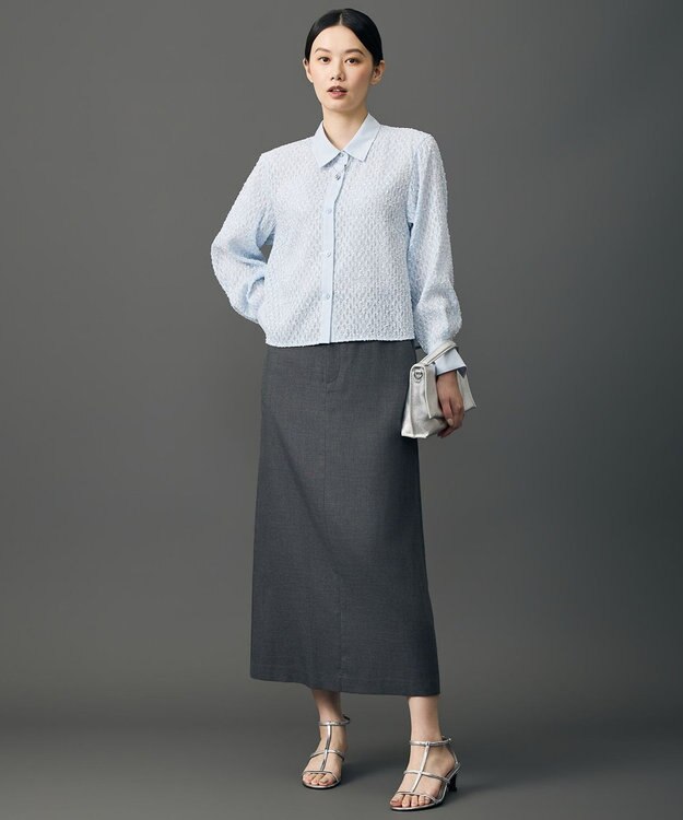 自由区 L ソフトツイルクロスストレート シルエット チャコール