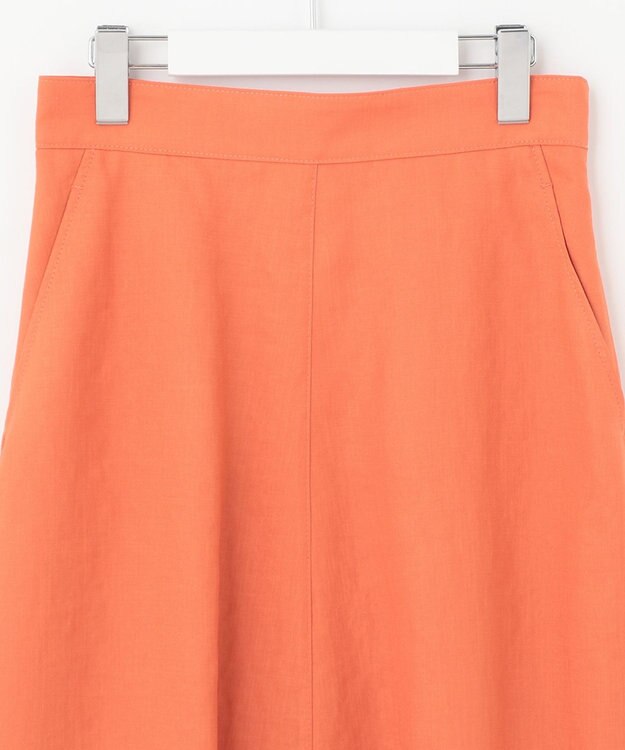 自由区 【接触冷感/セットアップ着用可】トリアセテートツイル フレアスカート オレンジ系