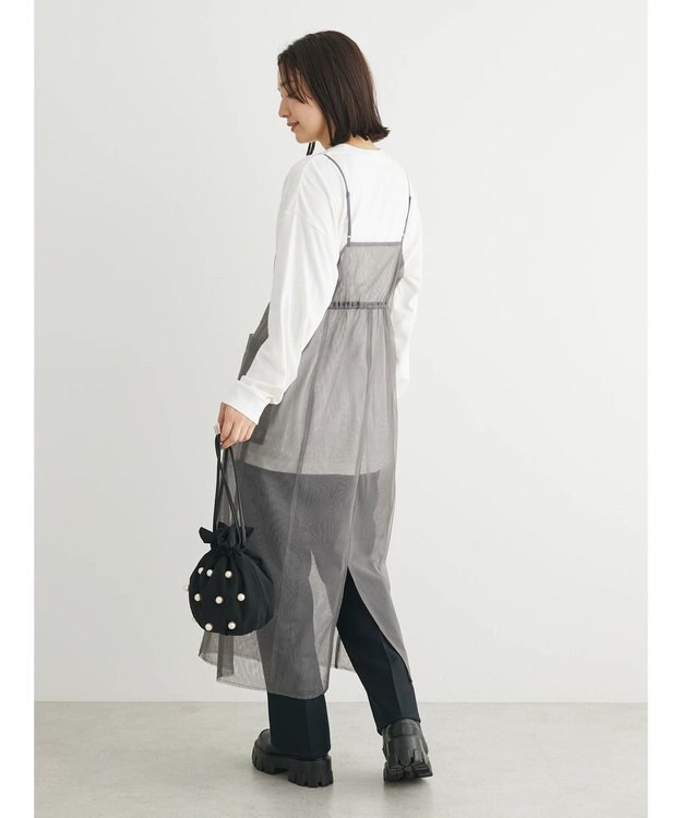 Green Parks ・ＥＬＥＮＣＡＲＥ　ＤＵＥ　チュールドロストキャミワンピ Charcoal Gray