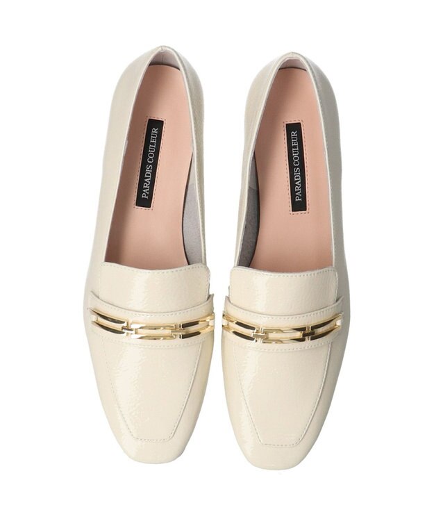 Bridget Birkin 【PARADIS COULEUR】フラットチェーンローファー アイボリーエナメル