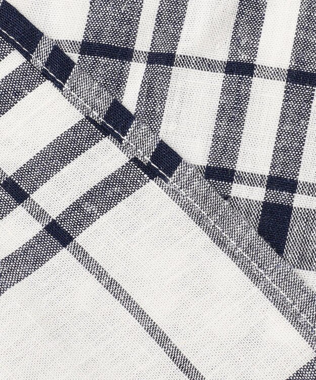 ANY ライトリネンクロスチュニックシャツ オフ×ネイビーチェック