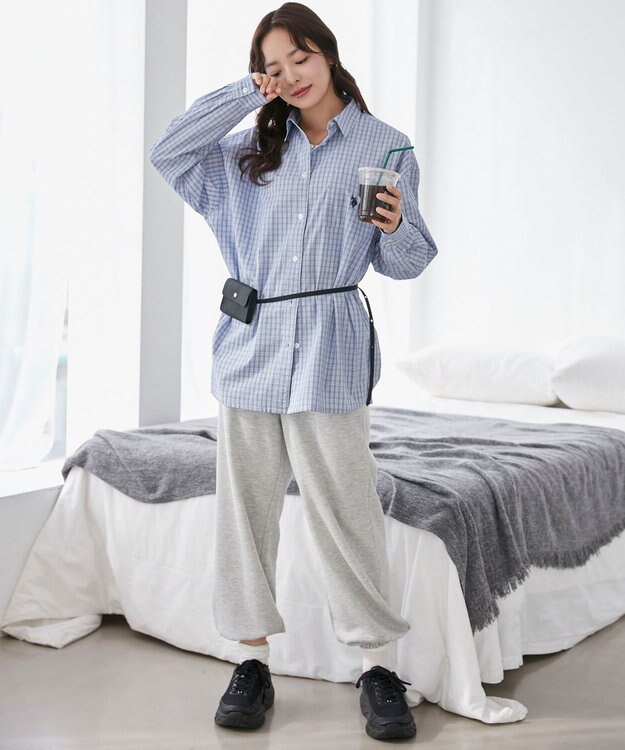 WEGO 【25年秋新色登場★】U.S. POLO ASSN.別注ロングスリーブシャツ ブルーチェック1