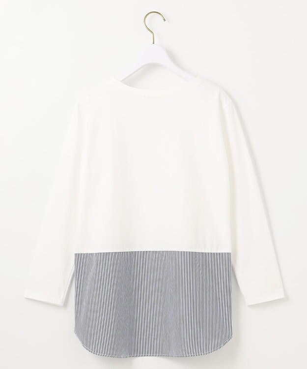 ANY SIS 【洗える】シャツコンビレイヤード カットソー ネイビーストライプ