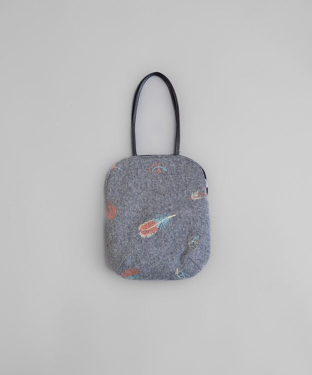 AND WOOL 鳥の羽刺繍のバッグ グレー