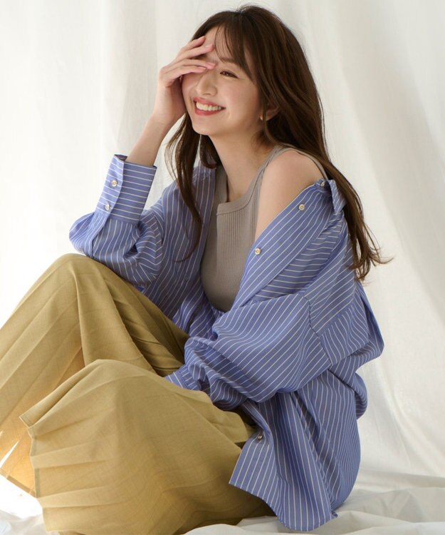 ANY 【UVケア・吸水速乾・接触冷感】ラク映えドライシャツ ブルー系