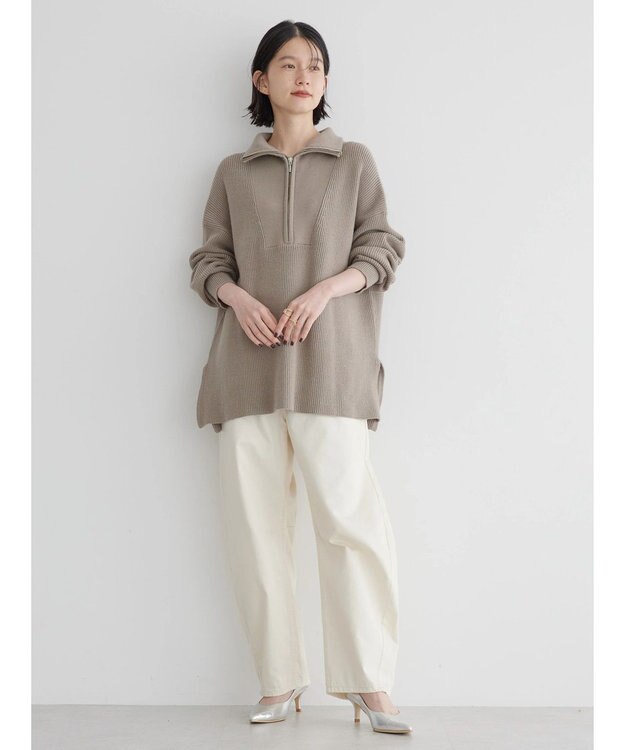 AMERICAN HOLIC バイパチハーフＺＩＰ片畦ニットプルオーバー　 Mocha