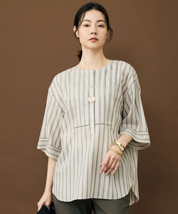 自由区 ナチュラルリネン ブラウス フラックス×バートン