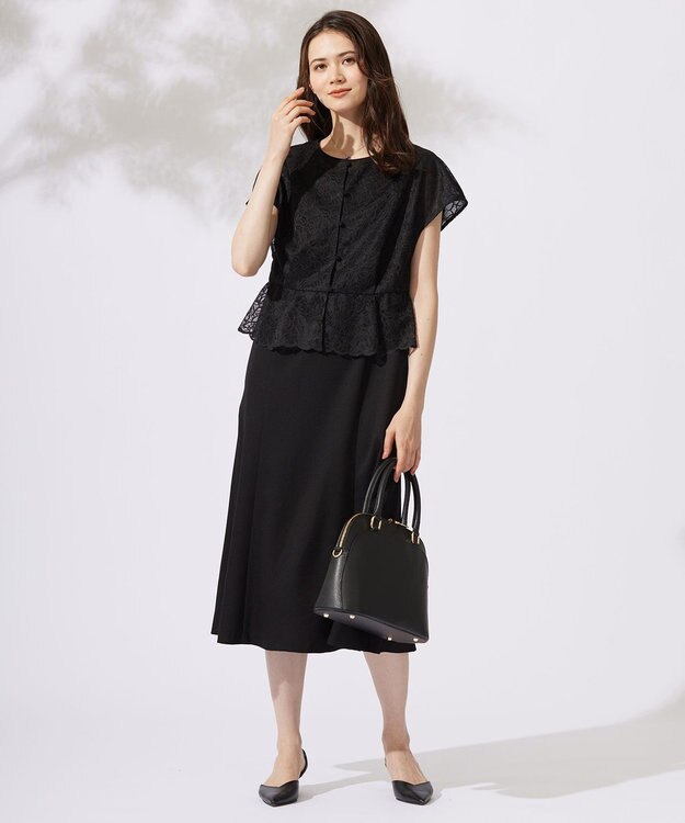 自由区 【カタログ掲載・洗える】レースブラウスコンビ ワンピース ブラック