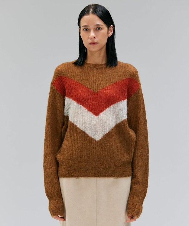 BEIGE， MARS / キッドモヘアインターシャニット OrangeRed × Brown