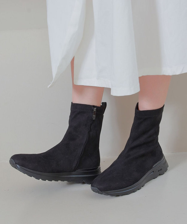 INTER-CHAUSSURES 【BUSSOLA】スニーカーブーツ ブラックスウェード