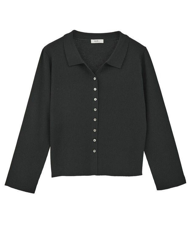 earth music&ecology 【接触冷感】襟付きニットカーディガン Black