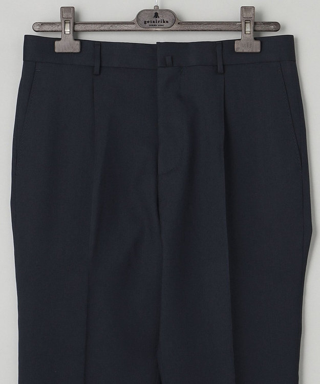 GOTAIRIKU ロングセラー【洗える/折り目加工/シワになりにくい/ウエストアジャスター】ウォッシャブル サマーウール100％パンツ_定番色(1タック)23年モデル ネイビー系