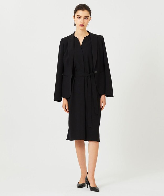 BEIGE， CINDY / Vネックワンピース Black×Black